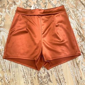 NWT Hot Shorts, Copper/Rosegold Shiny “Satin”Material